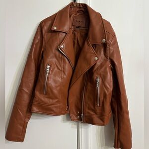 BLANK NYC Size M Womens Faux Leather Moto Jacket Brown EUC